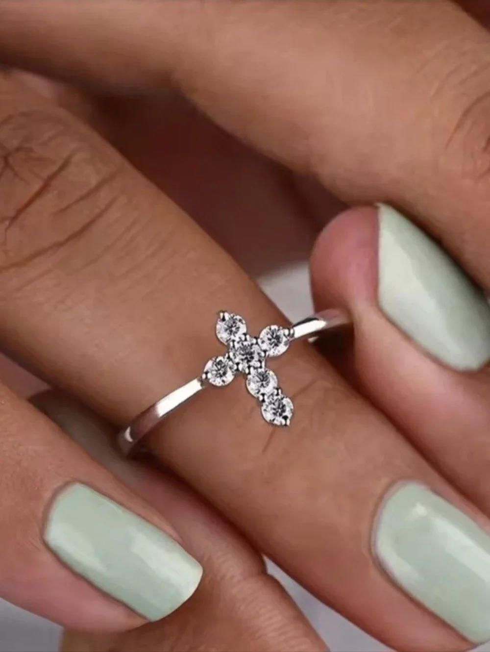✝️✝️NEW✝️✝️ BEAUTIFUL!! S925 Sterling Silver CZ Cross Ring